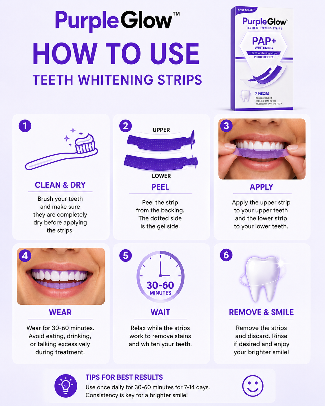 PurpleGlow™ Teeth Whitening Strips